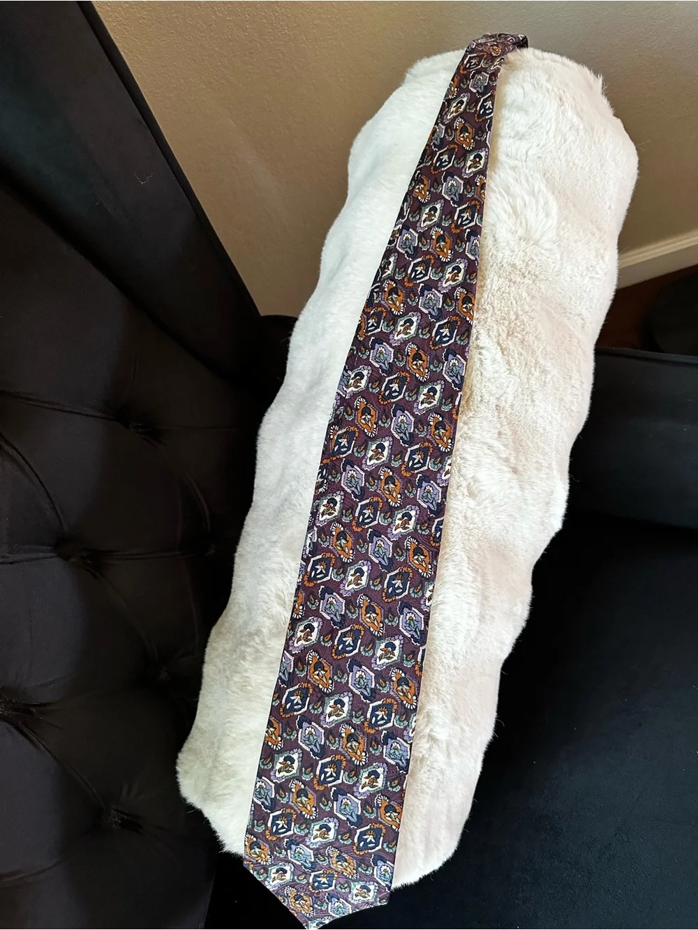 Dior Monsieur Purple Paisley Silk Tie with Teal and Gold Accents
